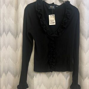 Maeve Black Ruffled Blouse